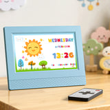Artiss 7" Digital Day Clock Calendar Alarm LCD Children Sleep Trainer Clocks (Blue)