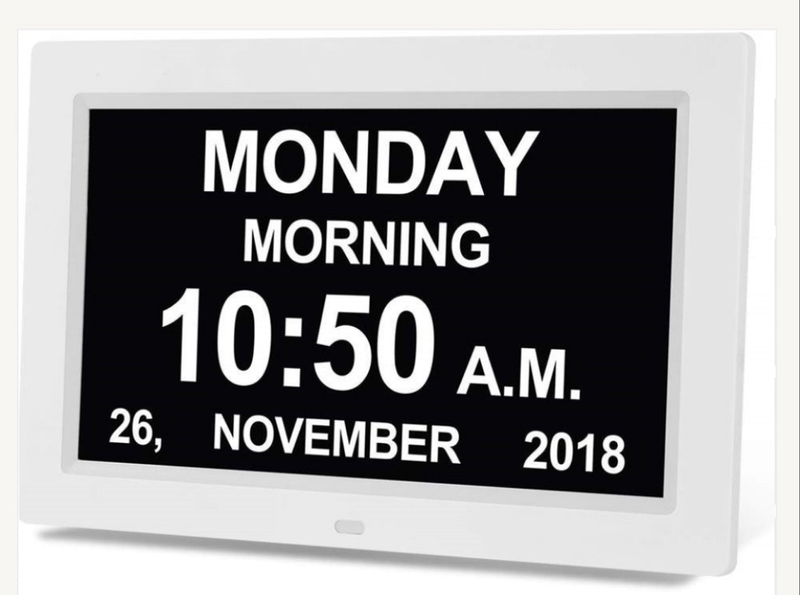 White...Vivid 10.1-Inch Digital Clock with Medication Reminders & Multi-Function Alarm
