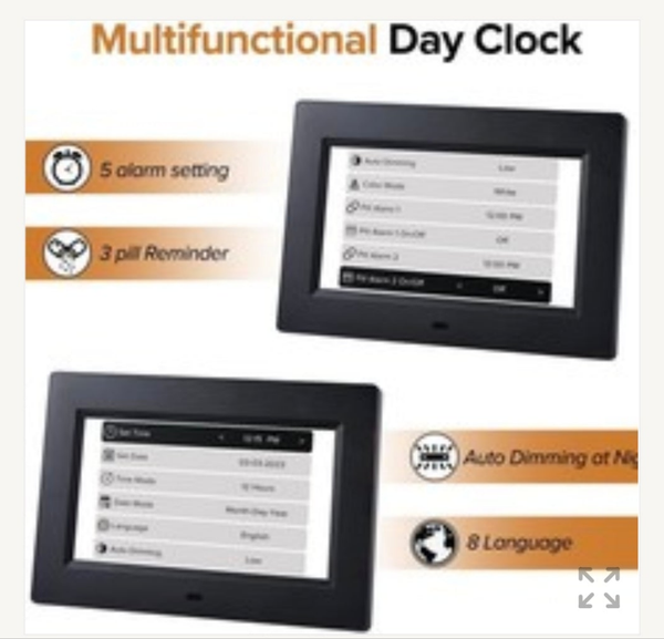 White...Vivid 10.1-Inch Digital Clock with Medication Reminders & Multi-Function Alarm