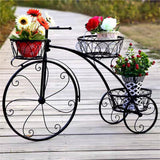 Iron Tricycle Plant Stand Pot Holder Black Solid Pattern