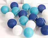 1 Set of 20 LED Blue 5cm Cotton Ball Battery Powered String Lights