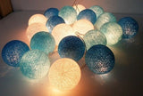 1 Set of 20 LED Blue 5cm Cotton Ball Battery Powered String Lights
