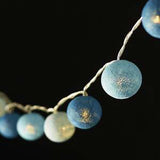1 Set of 20 LED Blue 5cm Cotton Ball Battery Powered String Lights