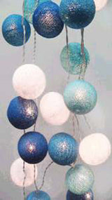 1 Set of 20 LED Blue 5cm Cotton Ball Battery Powered String Lights