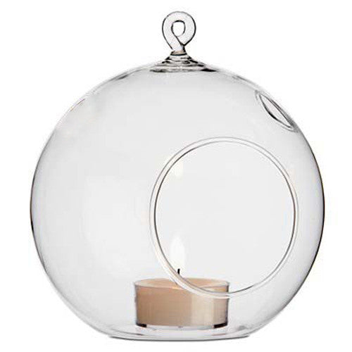 24 Bulk Buy of Hanging Clear Glass Ball Tealight Candle Holder  - 10cm Diameter / High