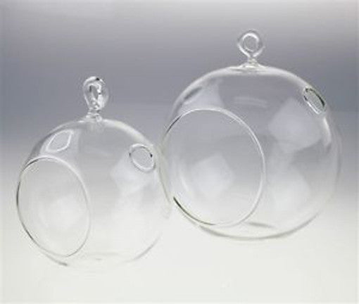 24 Bulk Buy of Hanging Clear Glass Ball Tealight Candle Holder  - 10cm Diameter / High
