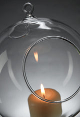 24 Bulk Buy of Hanging Clear Glass Ball Tealight Candle Holder  - 8cm Diameter / High