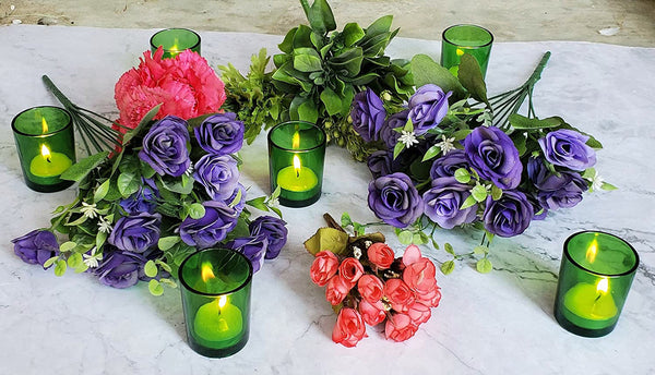 40 Bulk Pack Green Glass Votive Candle Holders