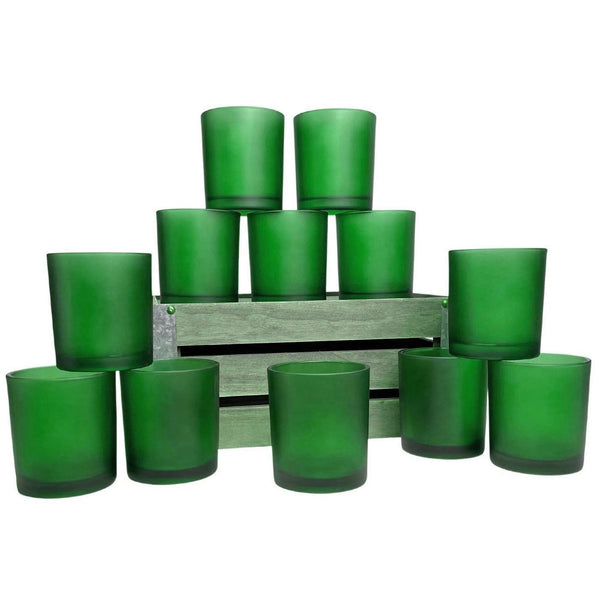 40 Bulk Pack Green Frosted Glass Votive Candle Holders