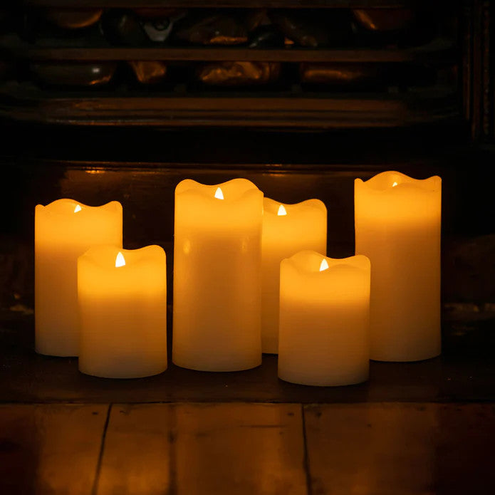 2 Pcs LED Block Pillar Candle White Flameless Safe Indoor Battery Power