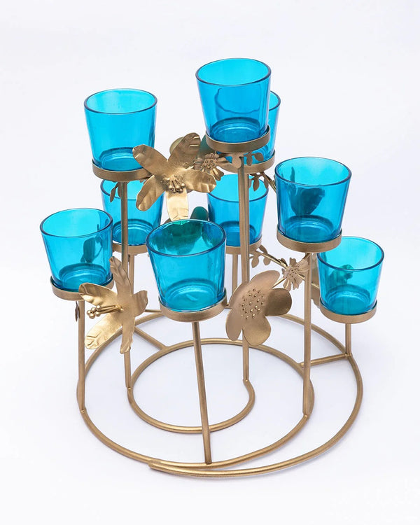 10 Pack Turquoise Glass Votive Tealight Candle Holders