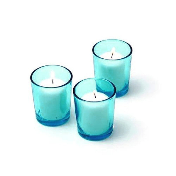 10 Pack Turquoise Glass Votive Tealight Candle Holders
