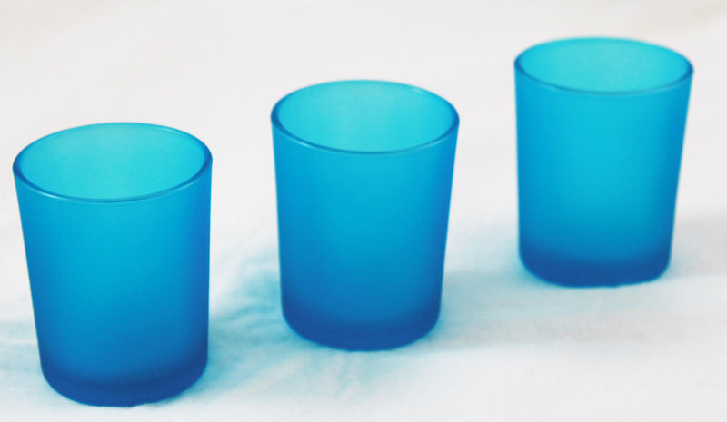 20 Pack Turquoise Frosted Glass Votive Tealight Candle Holders