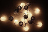1 Set of 20 LED Black White 5cm Cotton Ball Battery Powered String Lights
