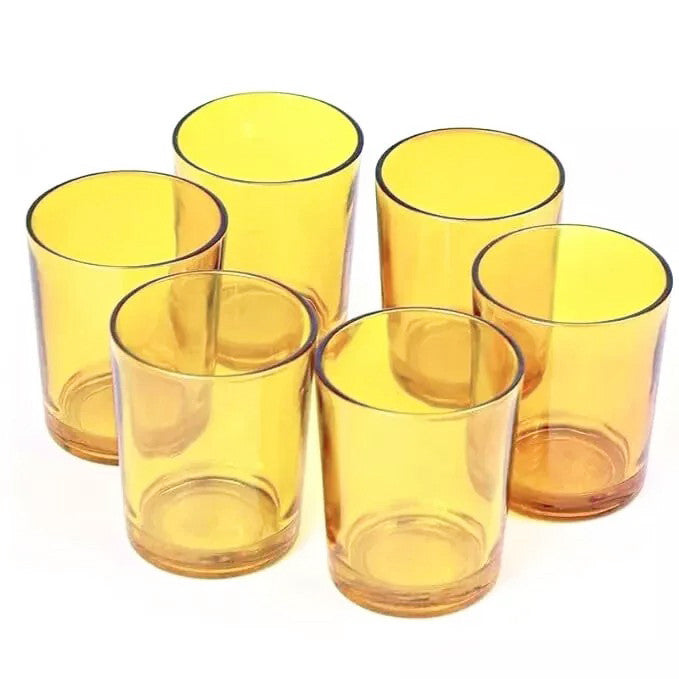 10 Pack Yellow Glass Votive Candle Holders