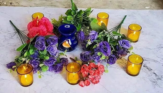 10 Pack Yellow Glass Votive Candle Holders