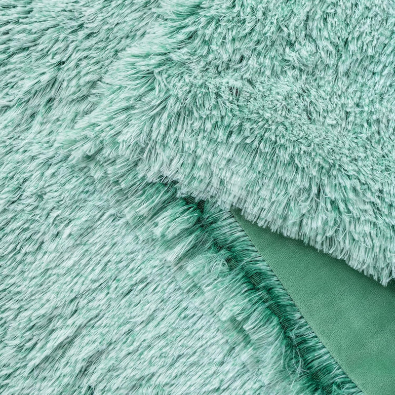 Double Sided Faux Fur Shaggy Throw Blanket - Emerald