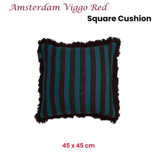KAAT Amsterdam Viggo Red Stripe Square Filled Cushion 45cm x 45cm