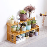 2 Tier Bamboo Plant Stand Shelves