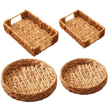 2pcs Rattan Decorative Storage Trays Multipurpose Shelving Organizer - Circle