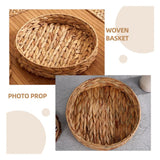 2pcs Rattan Decorative Storage Trays Multipurpose Shelving Organizer - Circle