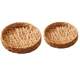 2pcs Rattan Decorative Storage Trays Multipurpose Shelving Organizer - Circle