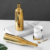 Gold Plated Ceramic Flower Vase - Desktop Decorative Three-piece Set
