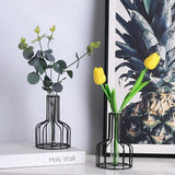 Black Wrought Iron Hydroponic Glass Flower Decoration - no Fake Flowers - Gold