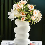 Imitation Glaze Porcelain Spiral Vase for Wet & Dry Flower Arrangements - Dark Green