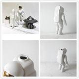 Spacewalker Ceramic Vase with Dried Flowers - Tabletop Decor Tool - Silver