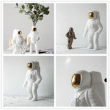 Salute Astronaut Ceramic Vase - Tabletop Decor with Dried Flowers - Silver