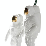 Salute Astronaut Ceramic Vase - Tabletop Decor with Dried Flowers - Silver
