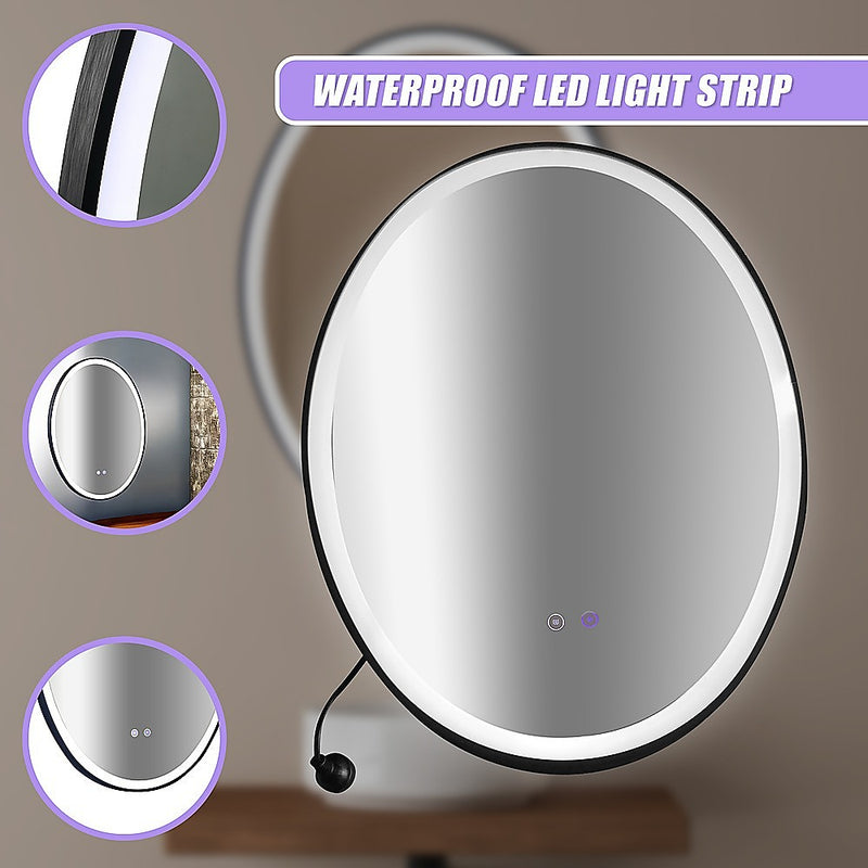 Oval Mirror LED Anti-Fog Illuminated Bathroom Living Room