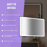 Rectangular Mirror LED Anti-Fog Illuminated Bathroom Living Room