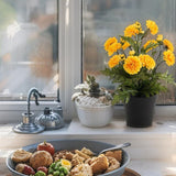 Potted Artificial Yellow Mum 27cm