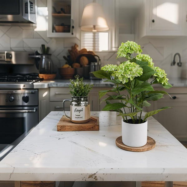 Potted Artificial Green Hydrangea 50cm