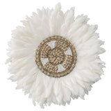 Handcrafted Round Hanging Feather & Shell Wall Art 40x40cm