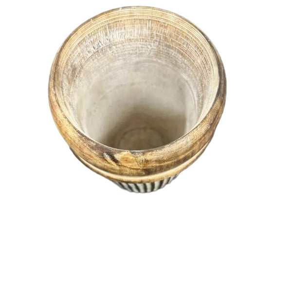 Handcrafted Natural Distressed Wooden Vase 30cm