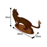 Rust Cat + Butterfly Ornament on Base 50cm