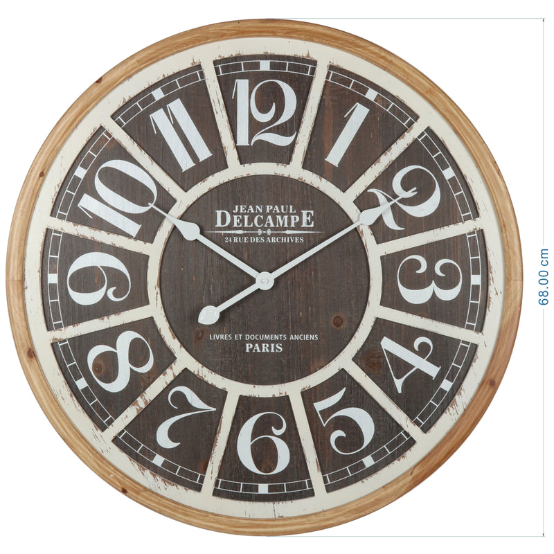 Distressed Grid Wall Clock 68x68cm