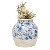 Glazed Blue Stoneware Look Vase 33cm