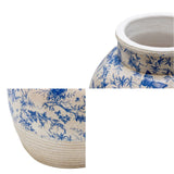 Glazed Blue Stoneware Look Vase 33cm