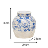 Glazed Blue Stoneware Look Vase 33cm