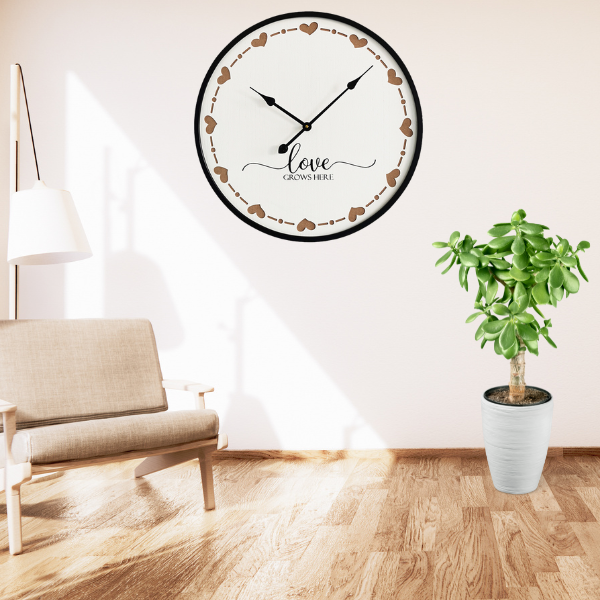 Love Grows Here Wall Clock 60cm