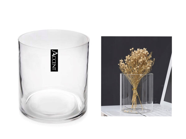 bulk 6 Glass Cylinder Decorative Vase 25cm