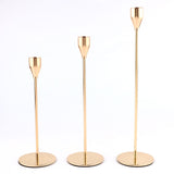 Gold Metal Candle Holder Set - 3-Piece Romantic Candle Cup