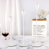 White Metal Candle Holder Set - 3-Piece Romantic Candle Cup