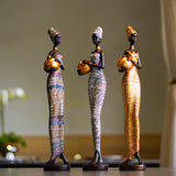 White Exotic African Woman Figurine - Elegant Resin Sculptures for Home Decor