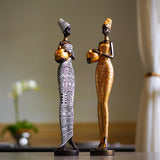 White Exotic African Woman Figurine - Elegant Resin Sculptures for Home Decor
