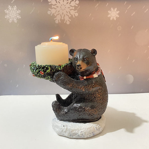 Bear With Candlestick In Hand Candle Holder